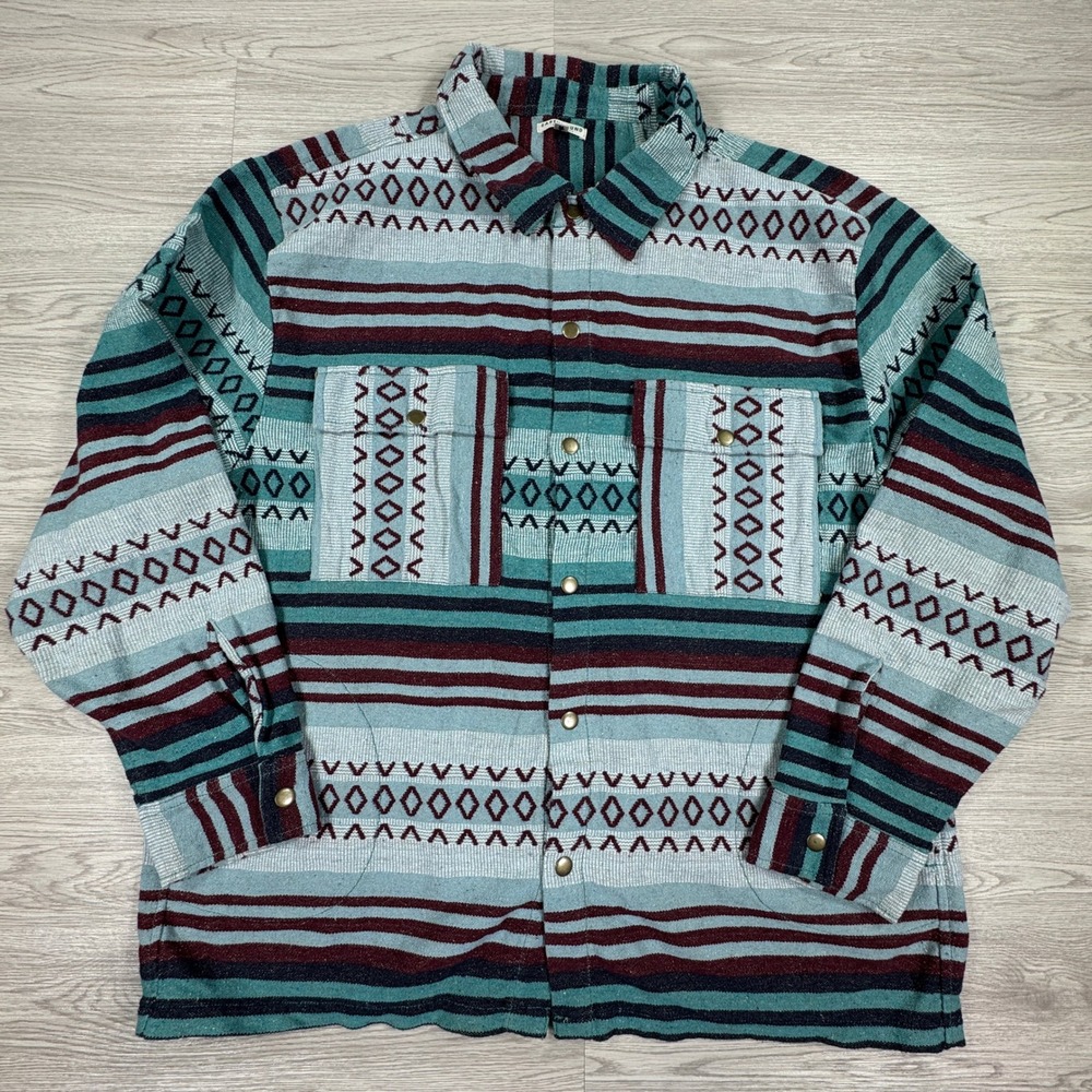 Earthbound Men's Button Up Shirt / Jacket Southwestern Heavy Cotton XXL Boho
